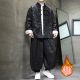 新中式F盘扣树叶暗花灯芯绒羊羔毛夹克棉衣套装男TZ52-P203控238，男装T恤，电商A005