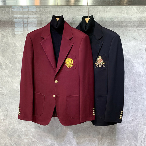 英伦轻熟风修身小西装外套徽章