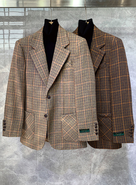 冬季新款英伦风格子毛呢小西装外套男士痞帅气休闲单西服加厚上衣
