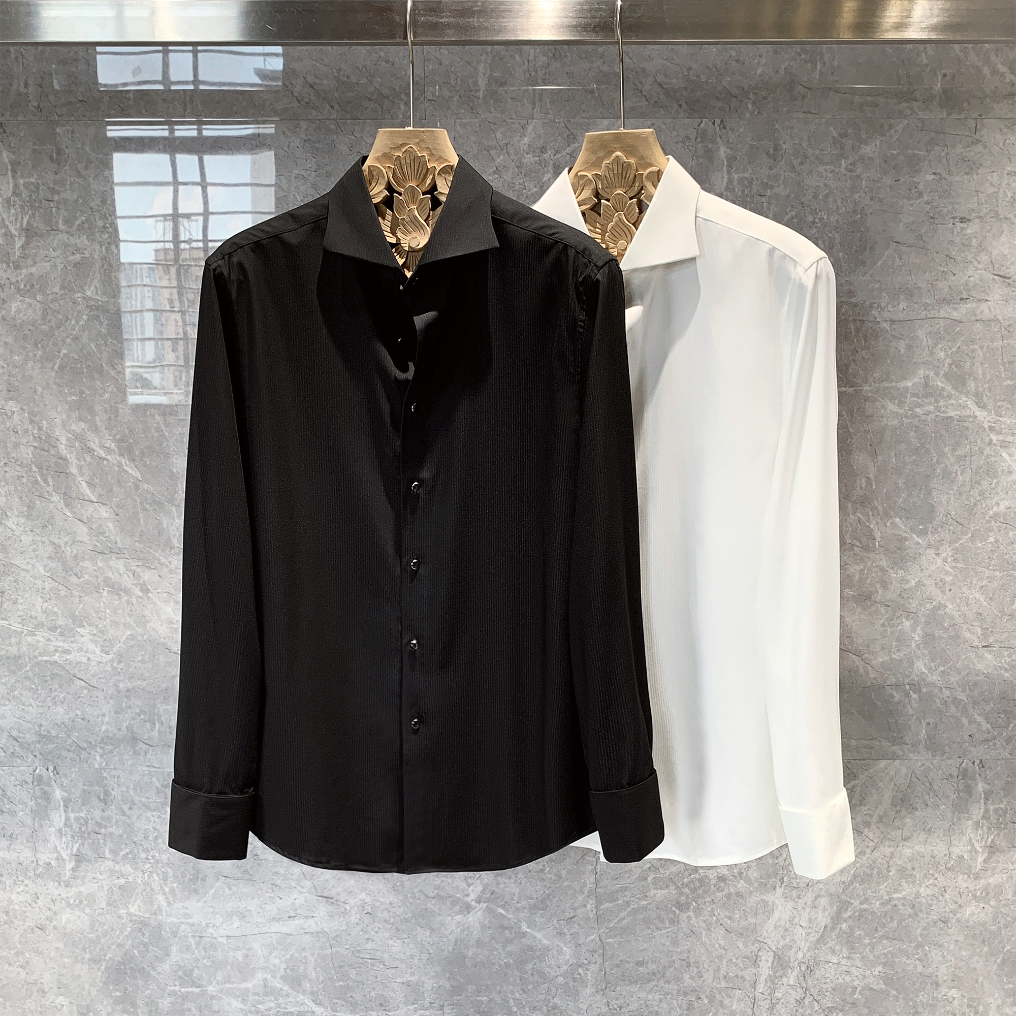 温莎领商务正装高级感法式扣衬衣