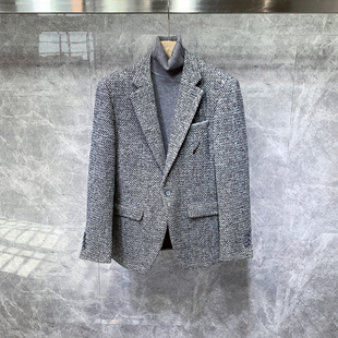 韩版 冬季 加厚高端羊毛西装 外套男士 休闲痞帅高级感毛呢单西服 正装