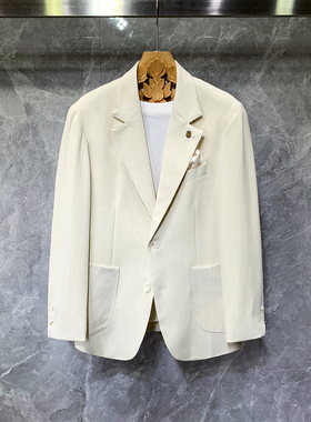 2025夏季新款高级感薄款休闲小西装外套男士韩版潮流痞帅单西服薄