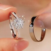 仿真假钻戒一对情侣结婚对戒活口可调节戒指求婚纱照礼仪式 用道具