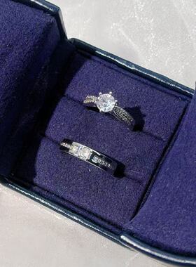 高颜值情侣结婚钻戒女高级婚礼戒指开口小众设计情侣调节求婚对戒