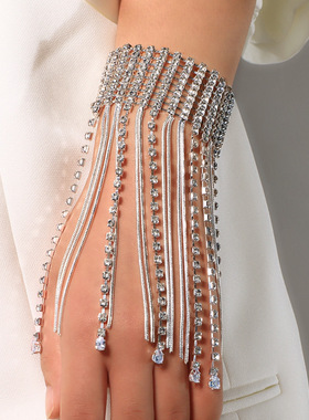 时尚派对水钻长流苏手背链