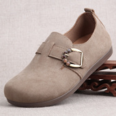 女单鞋 老北京布鞋 搭扣圆头休闲鞋 一脚蹬时尚 2026年春季 勃肯鞋 新款