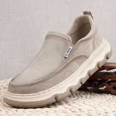 老北京布鞋 圆头 中老年舒适单鞋 男春秋透气日常休闲鞋 一脚蹬懒人鞋