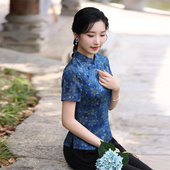 蝶恋春夏复古花罗香云纱上衣崔万志文艺中式 真丝上衣女 唐装