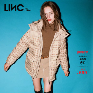 LINC金羽杰面包羽绒服女冬季复古短款羽绒服外套女秋冬款22802285
