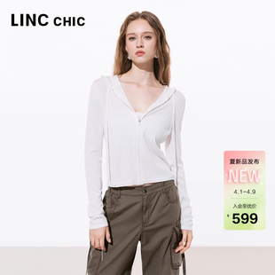 LINCCHIC金羽杰2026年夏季 动感修身 连帽针织开衫 女S262CR105Y 新品