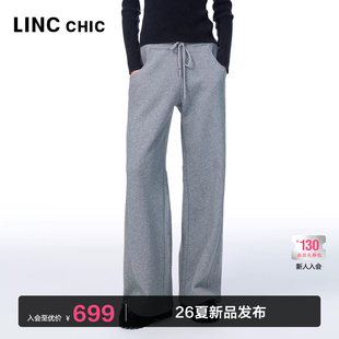 女宽腿高腰加绒运动卫裤 休闲裤 女KP479Y 新款 LINCCHIC金羽杰春季
