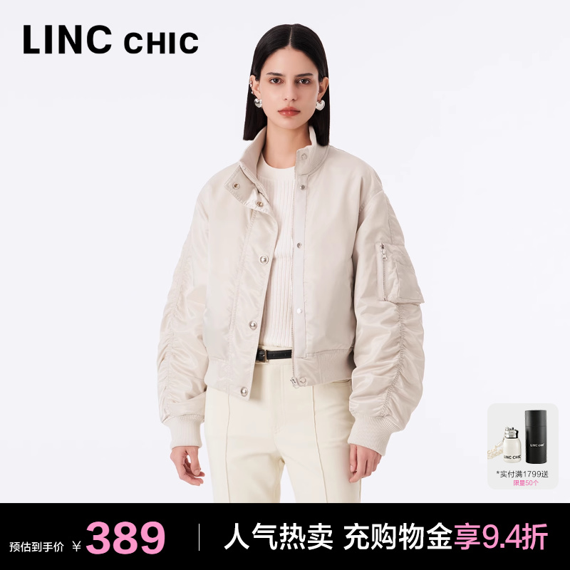 LINCCHIC金羽杰羽绒服女潮酷飞行员夹克短款轻薄羽绒服女外套1101