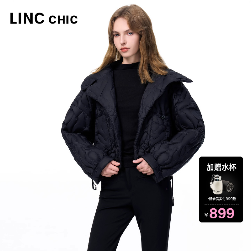 大翻领时髦羽绒夹克外套