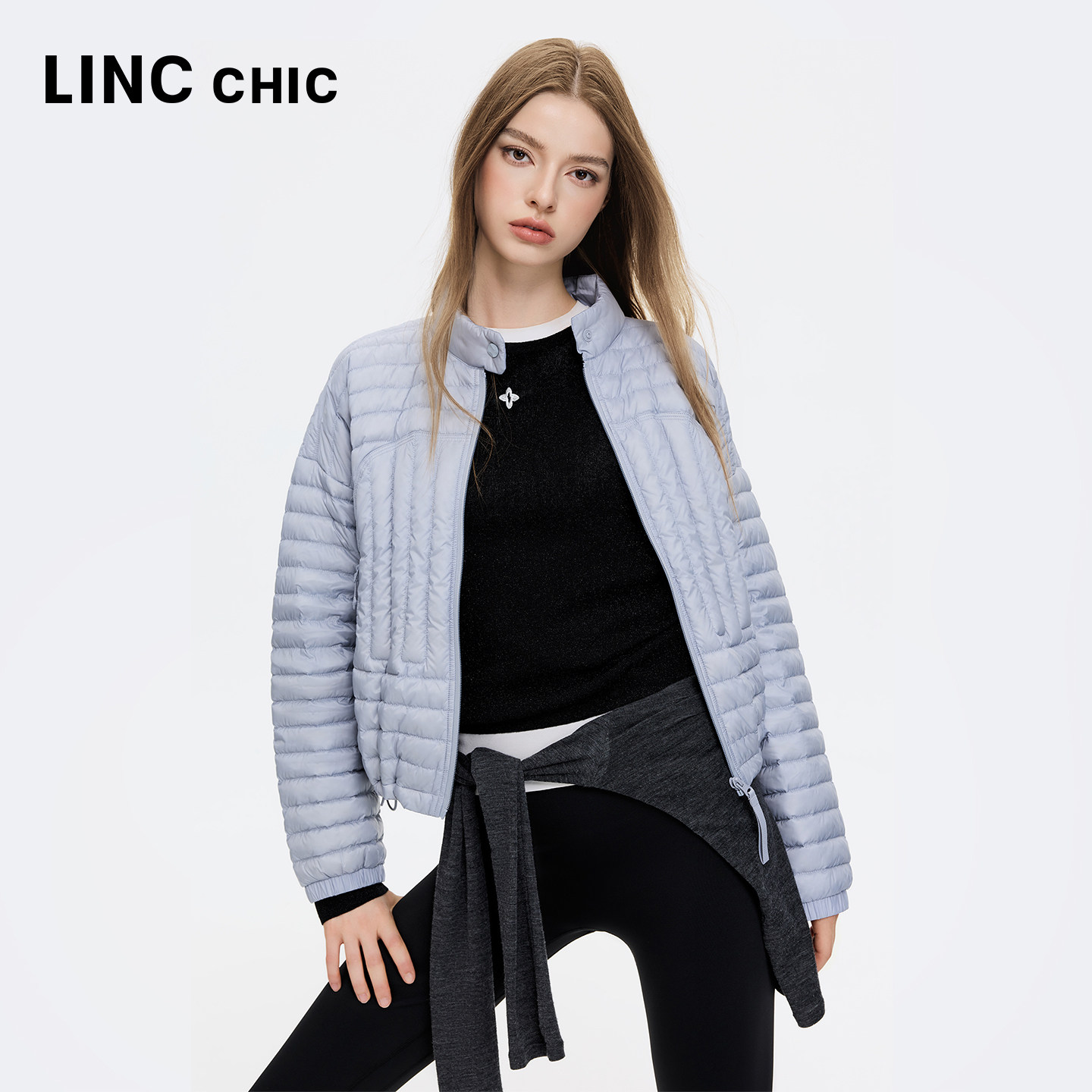 LINCCHIC金羽杰2026秋新品机能感轻暖排骨羽绒服女短款Y26801032