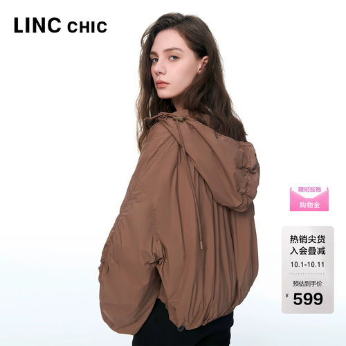 LINC金羽杰轻薄羽绒服女连帽超轻暖短款羽绒服外套夹克1041
