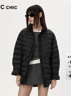 反季超值LINC金羽杰羽绒服女款衬衫式轻薄羽绒服女外套上衣6045