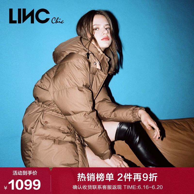 LINC金羽杰羽绒服女款2022年新款复古短款羽绒服外套女Y22802320