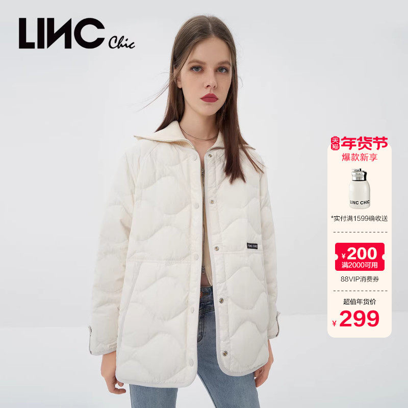 LINC金羽杰羽绒服女秋软奶风短款轻薄羽绒服女夹克外套Y22802325