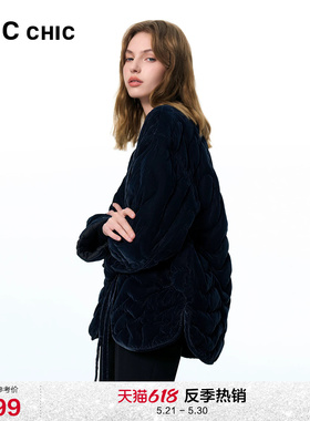 LINCCHIC金羽杰轻薄羽绒服女反季丝绒羽绒外套女上衣奶奶衫2116B