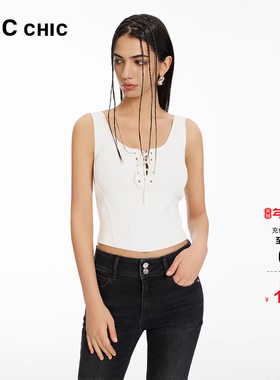LINCCHIC金羽杰吊带上衣绑带设计感U领针织吊带背心女内搭SW120Y