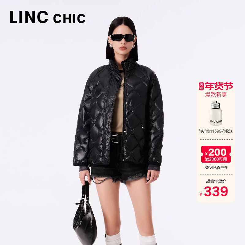 LINC金羽杰短款轻薄羽绒服女新款松弛罩衫外套女秋冬款Y23302037