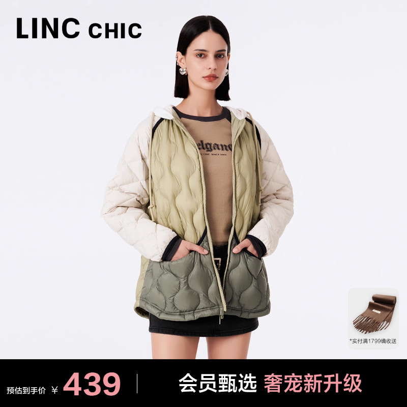 LINC松弛感连帽轻薄羽绒外套