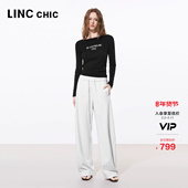 造型感宽腿高腰休闲裤 LINCCHIC金羽杰2026年春季 新品 S261KP002Y