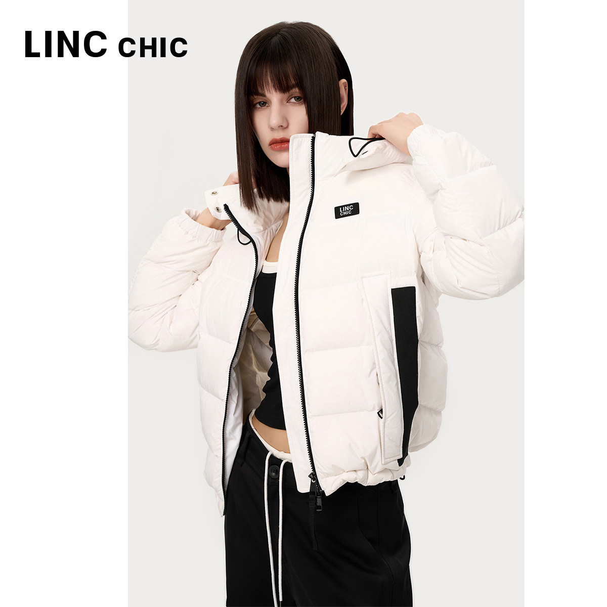 【明星同款】LINC金羽杰2024年秋季新款短款轻薄羽绒服女外套1082