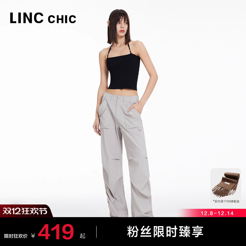 直筒宽腿户外运动感工装裤