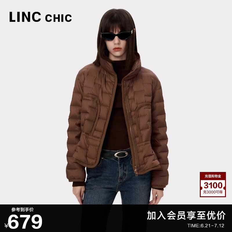 LINCCHIC金羽杰羽绒服女款2024新款短款芭蕾感轻薄羽绒服女1306Y
