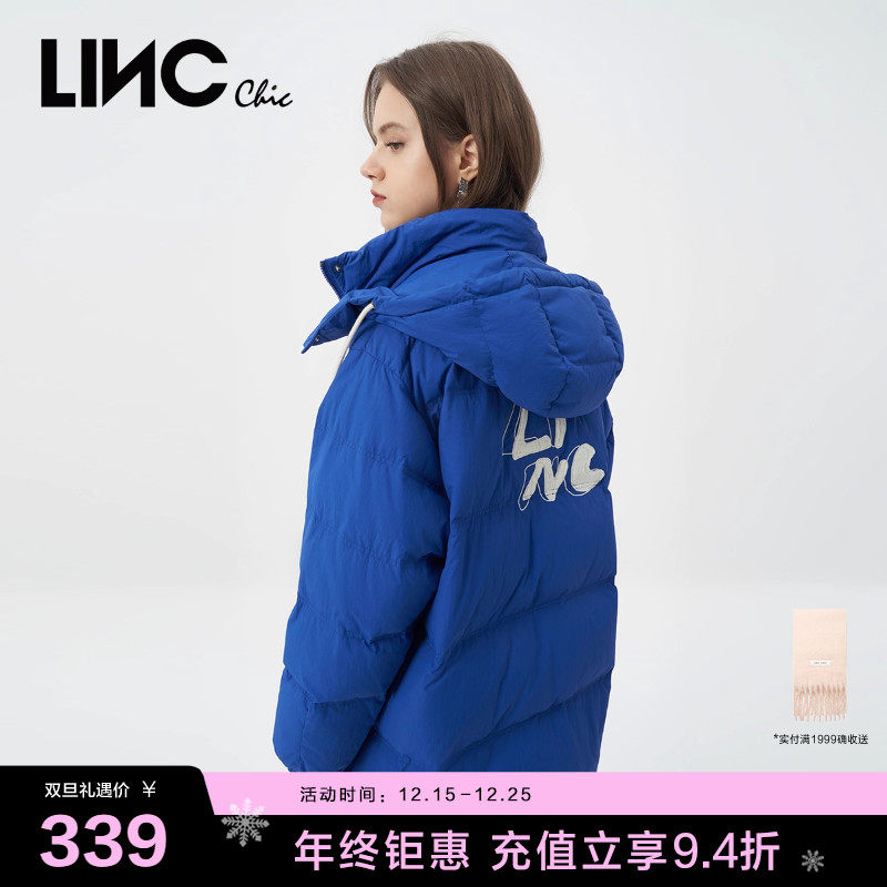LINC复古学院风中长款羽绒服女