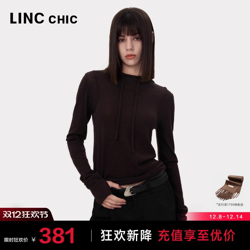 100%绵羊毛连帽修身打底衫