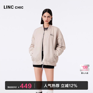LINC金羽杰短款 飞行员夹克羽绒外套Y23302319 轻薄羽绒服女春新款