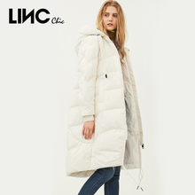 宽松羽绒服外套女潮8424381Y 白鸭绒中长款 LINC金羽杰2018冬装 新款
