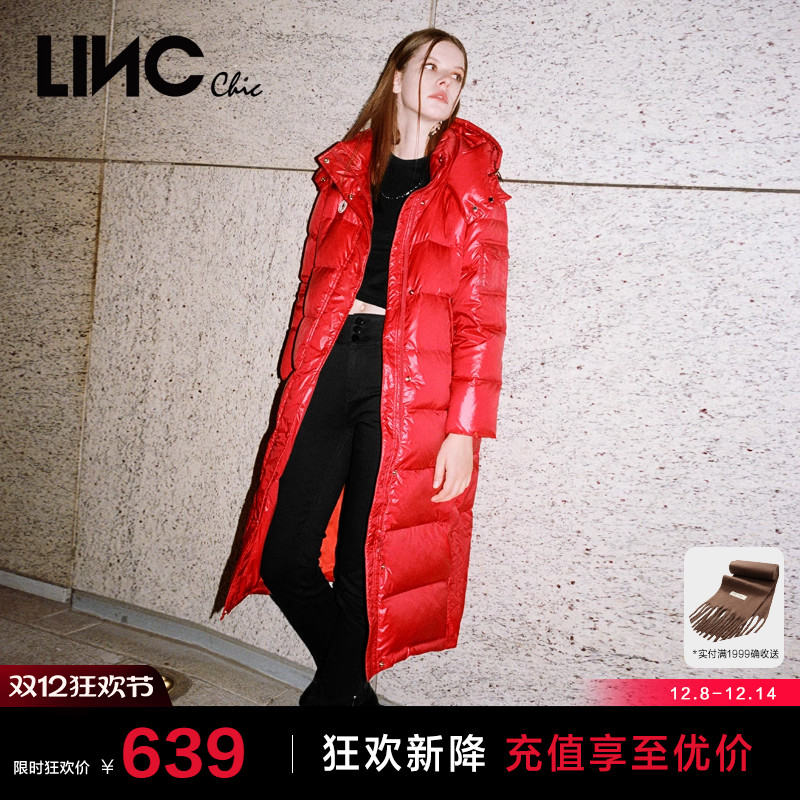 红运超长防护感中长款面包羽绒服