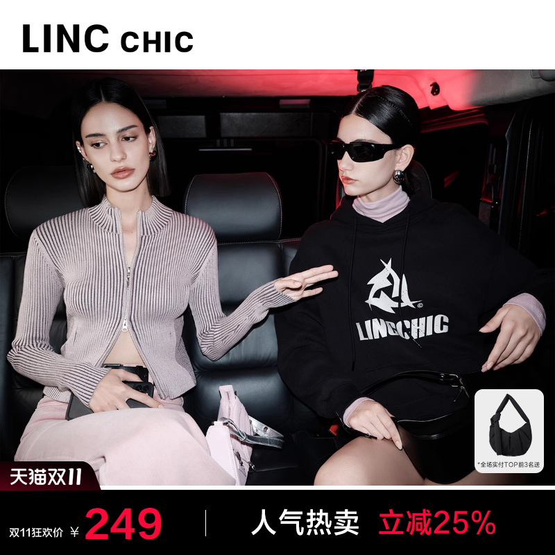 美式复古中长款连帽卫衣