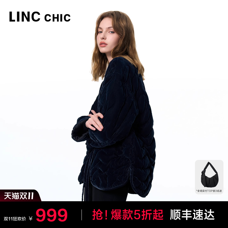 轻奢丝绒感羽绒外套潮流奶奶衫