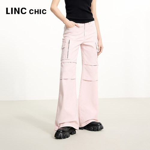 LINCCHIC金羽杰2025年春季新款直筒机能工装感长裤女JE006Y