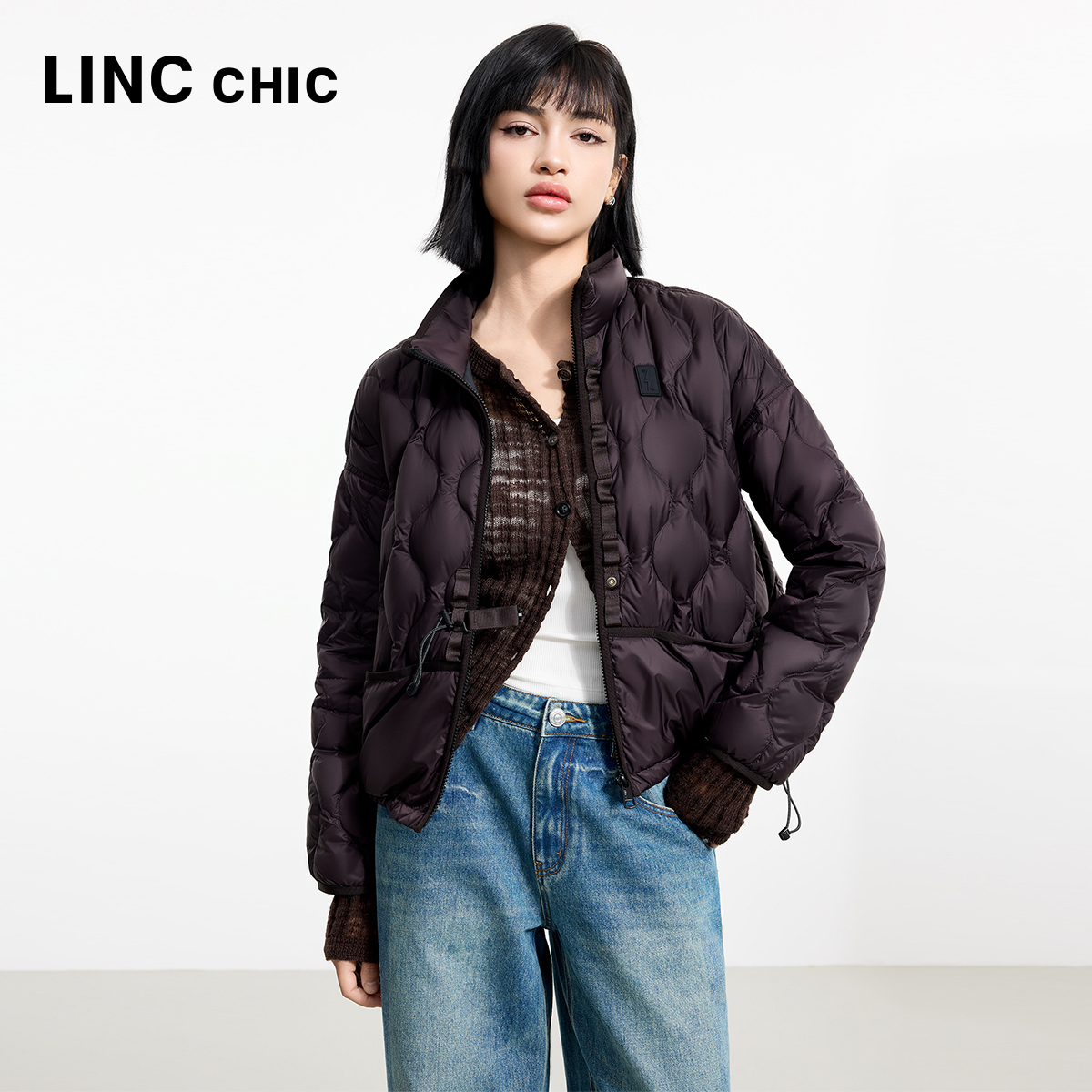 LINCCHIC金羽杰羽绒服女款2025年春季新款便携短款轻薄外套1069T
