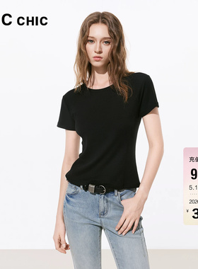 LINCCHIC金羽杰2026年夏季新品简约圆领半袖正肩T恤女FK269Y