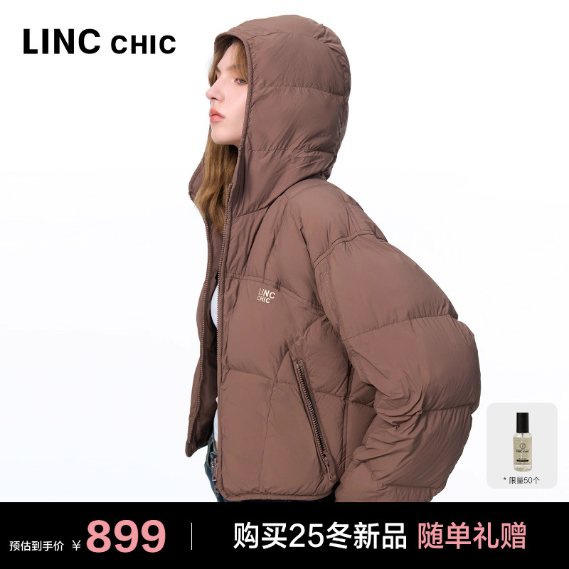 连帽短款轻暖夹克感羽绒服