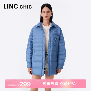 LINC金羽杰中长款轻薄羽绒服女春新款保暖外套上衣女Y23803027