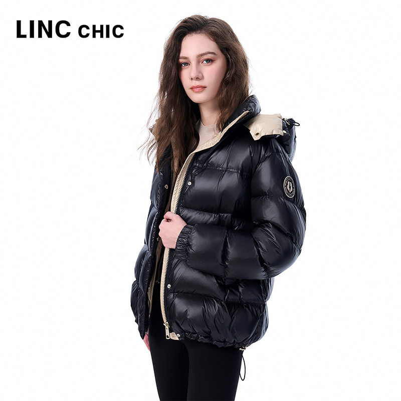 LINCCHIC金羽杰2025年冬季新款量感撞色短款面包羽绒服女2250
