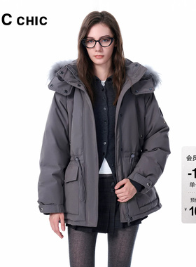LINCCHIC金羽杰2025年冬季新款轻奢学院感中长款派克羽绒服女3213