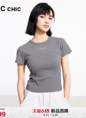 LINC短袖女T恤夏季新款机能感露背上衣小圆领半袖T恤女夏FK190Y