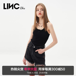 LINCCHIC金羽杰吊带背心女内搭U领针织无袖背心女上衣S232SW342Y