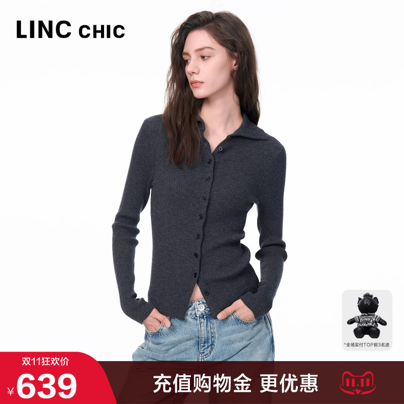 绵羊毛高领时尚针织开衫