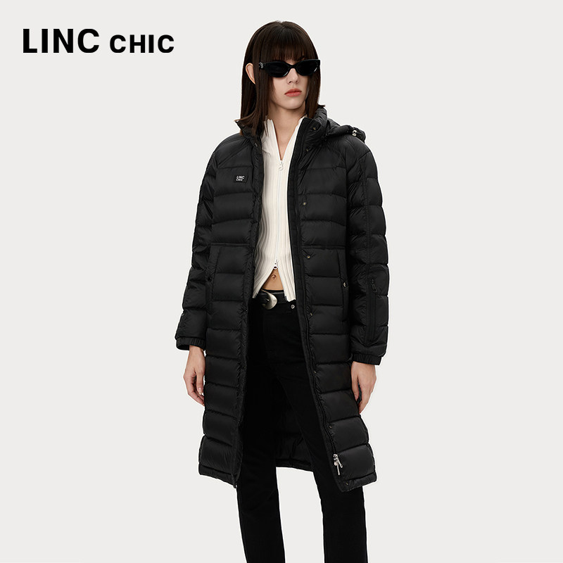 LINC金羽杰2024年秋季新款轻薄长款机能防护感羽绒服女Y24308176