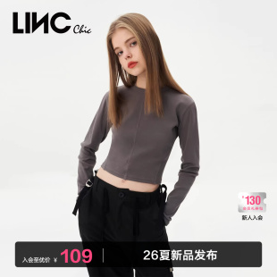 长袖 女简约修身 T恤女上衣内搭S231FK109Y T恤打底衫 LINC金羽杰长袖