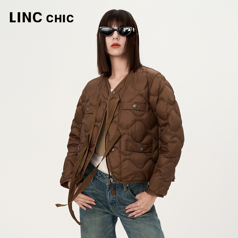 LINC金羽杰2024年秋季新款轻薄短款浪漫短箱型羽绒服女Y24801157